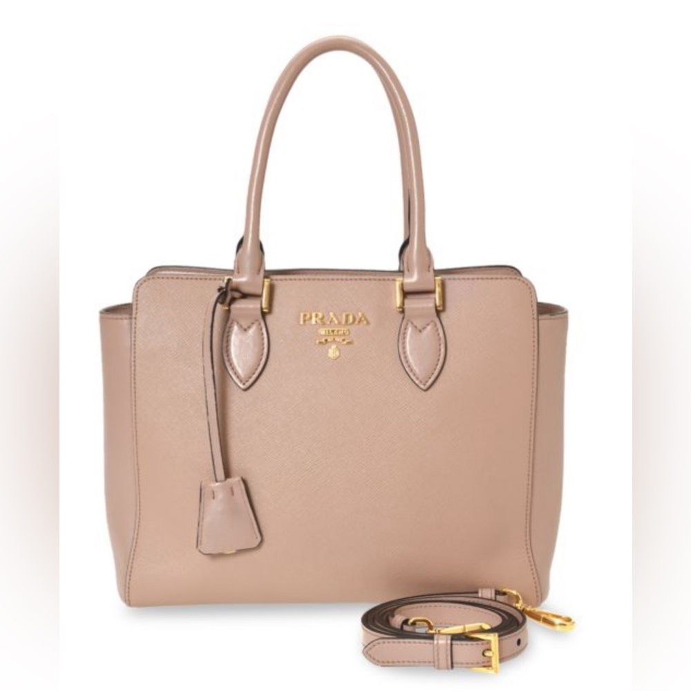 Prada Saffiano Calf Leather Double Top Handle Bag